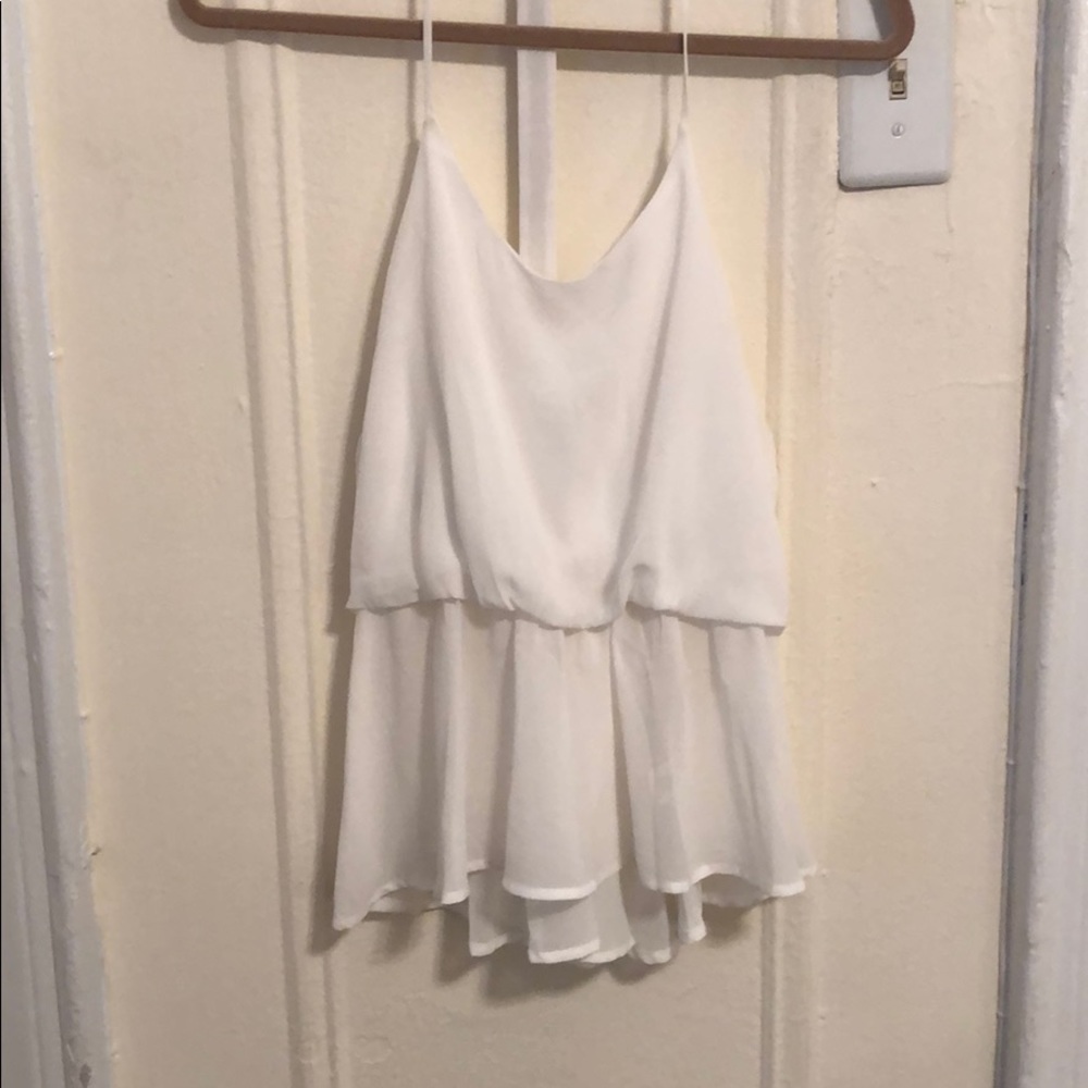 White peplum tank top with jewel back